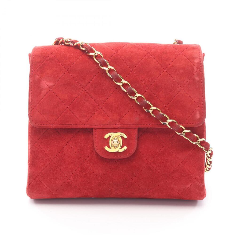 Chanel shoulder bag suede red